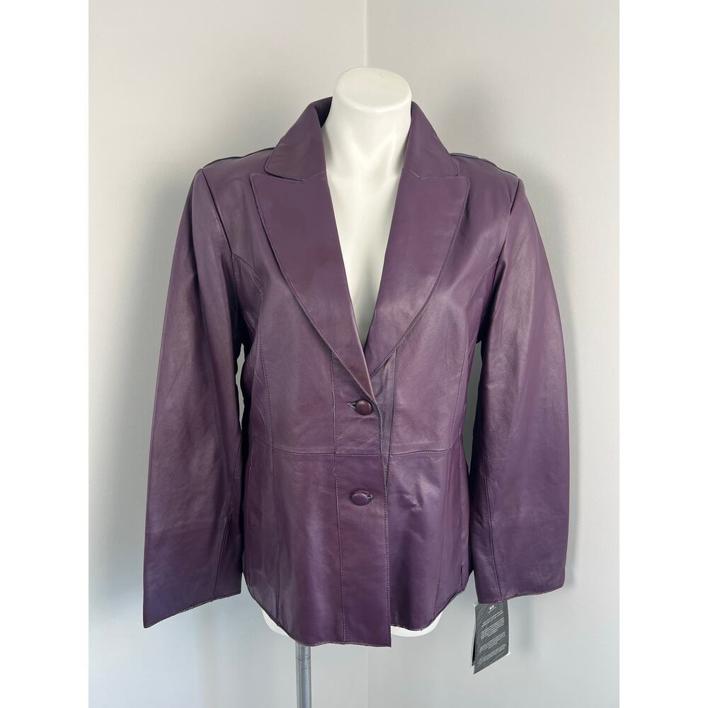 Pamela McCoy Purple Genuine Leather Boxy Leather Jacket Large Y2k